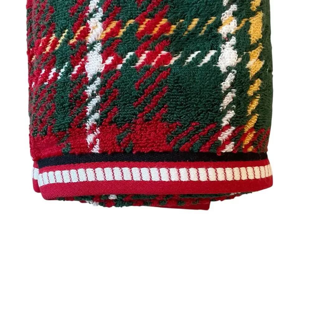 2 Caro Home Holiday Plaid Cotton Hand Towels Christmas Red Green Tartan NEW